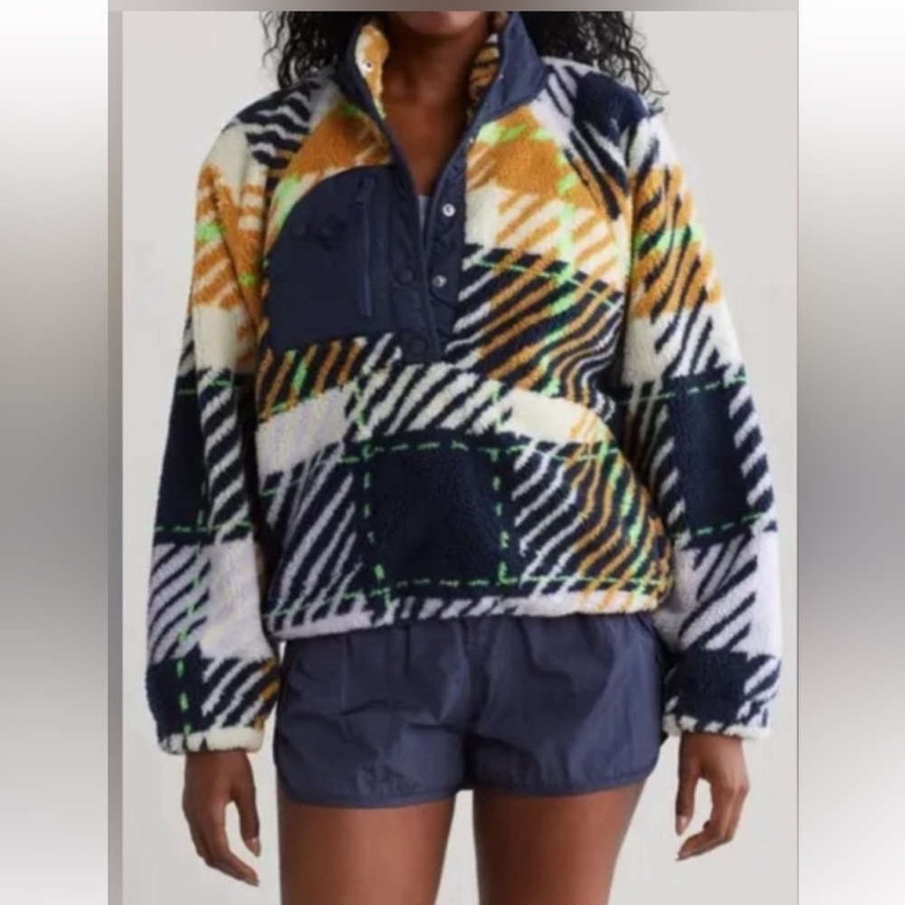 FP MOVEMENT Rocky Ridge Fleece Pullover  Plaid twilight combo. XS